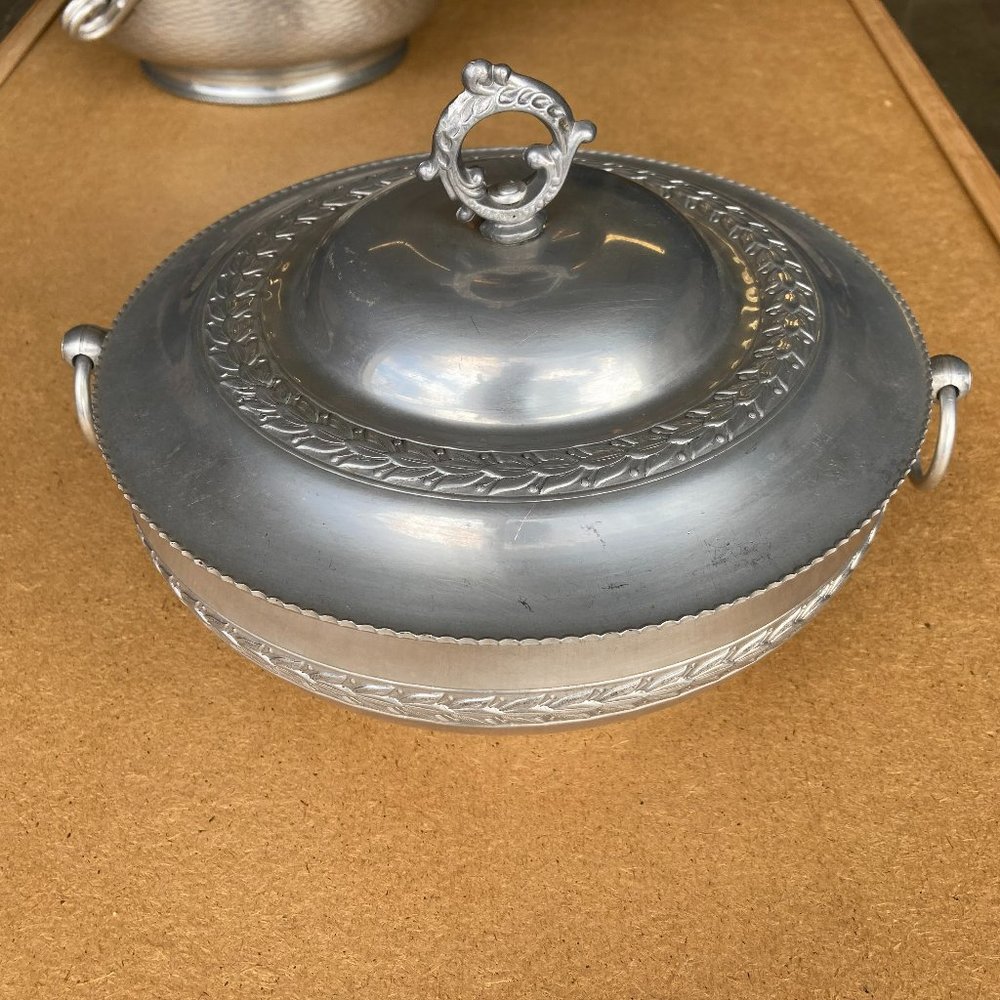 Vintage Decorated Aluminum Casserole Bowl/Dish